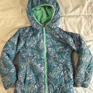 The North Face Teal and Blue Patterned Jacket